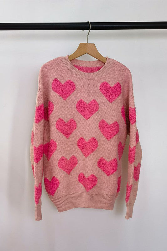 SOFT JACQUARD HEART SWEATER-W2311JYYS93544