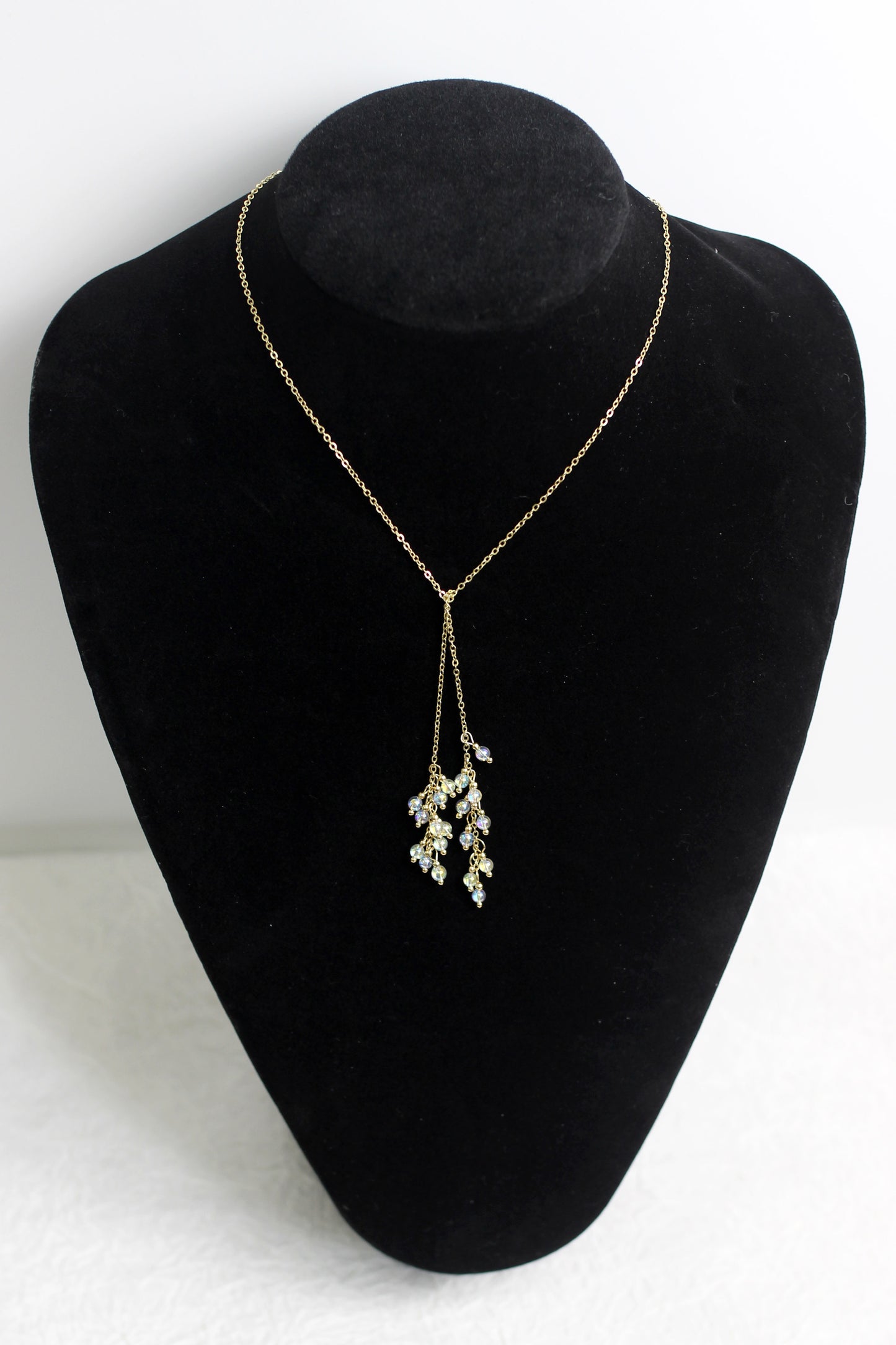 A2406FJ80896 - Delicate Gold Floral Lariat Necklace