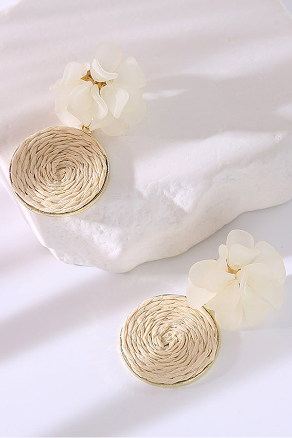 A2406HEM11083 - WHITE SWIRL FLORAL DROP EARRINGS
