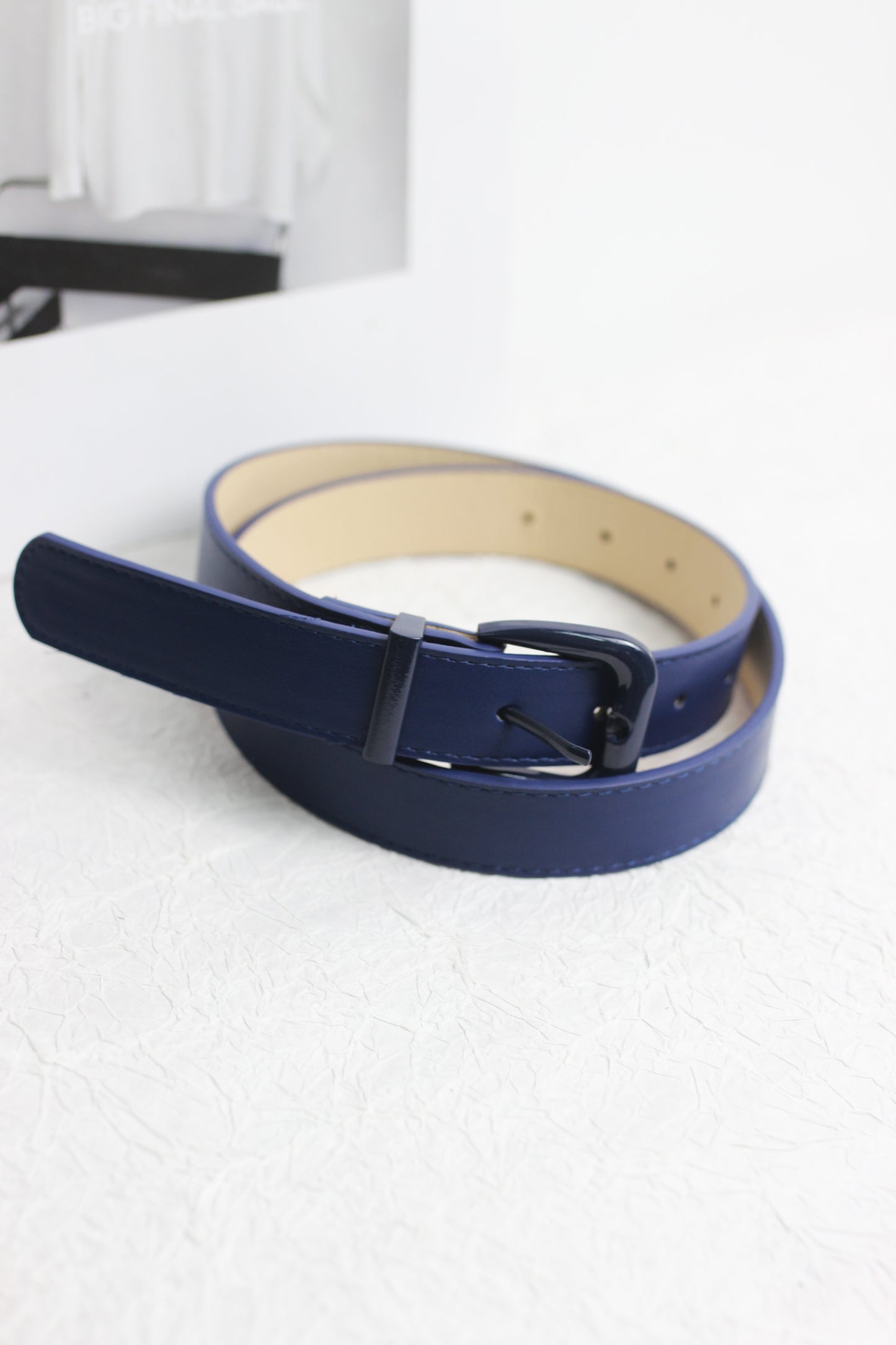A2408ASS55368 - Faux PU Leather Double Prong Buckle Belt