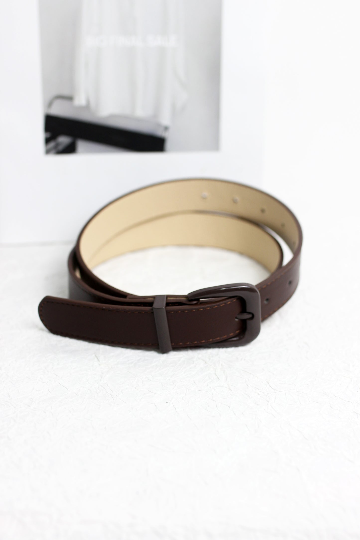 A2408ASS55368 - Faux PU Leather Double Prong Buckle Belt