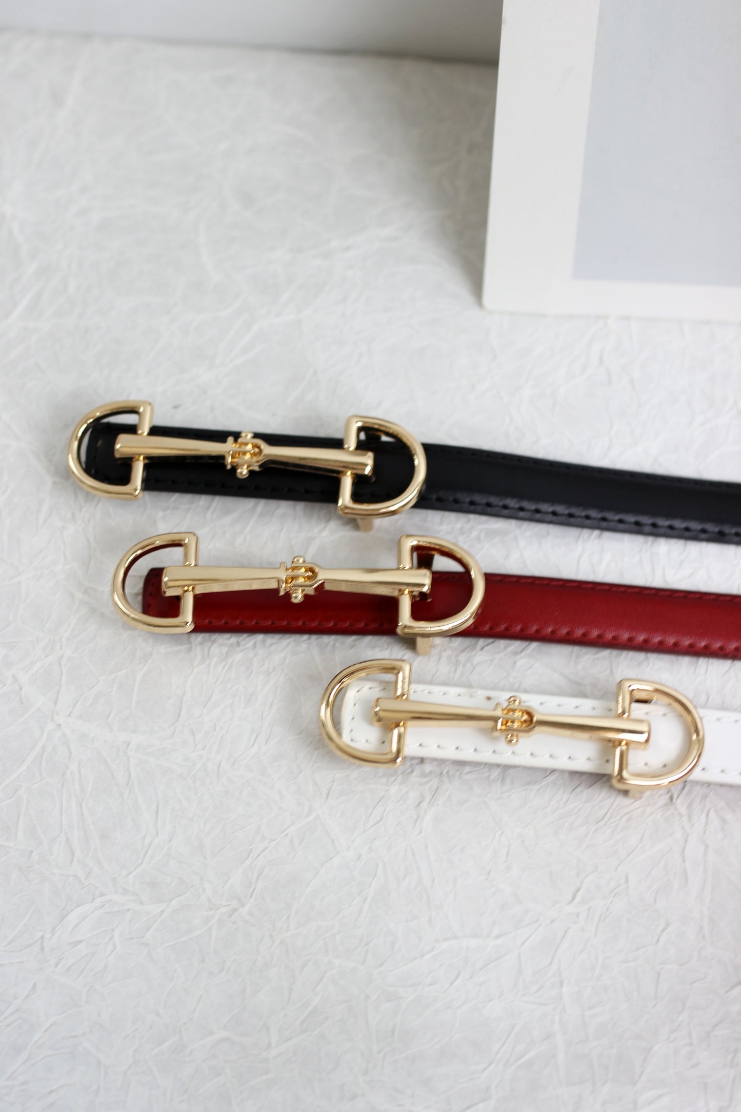 A2408DJN36588 - Slim Leather Belt with Equestrian Buckle