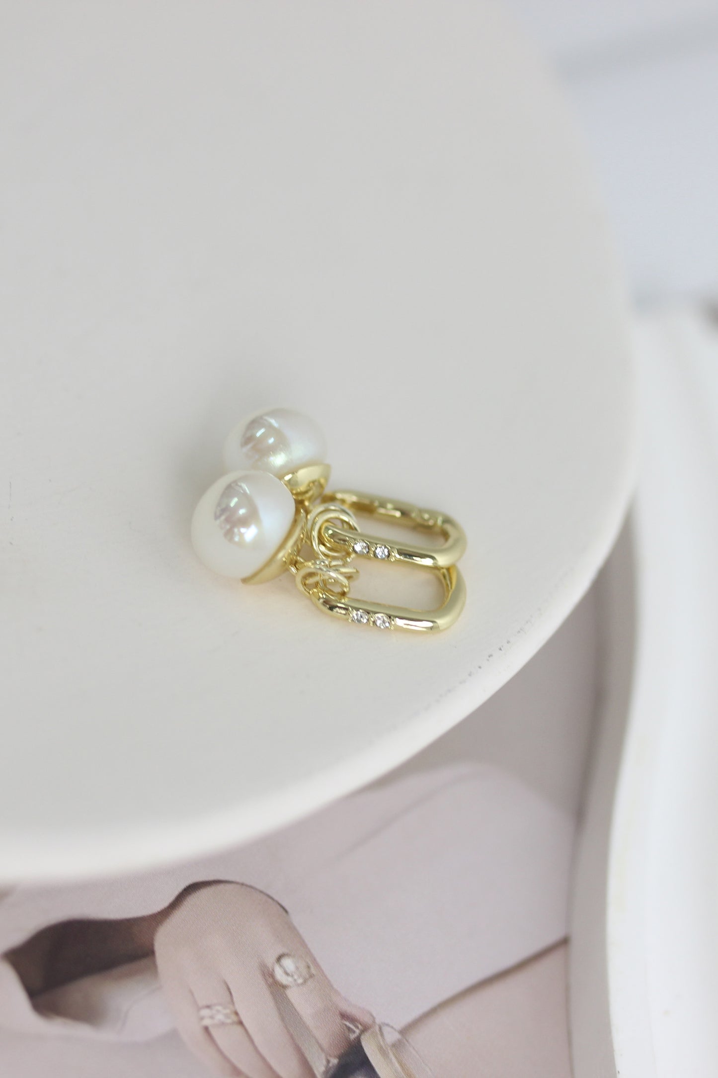 A2408LN87483 - Gold Pearl Drop Hoop Earrings