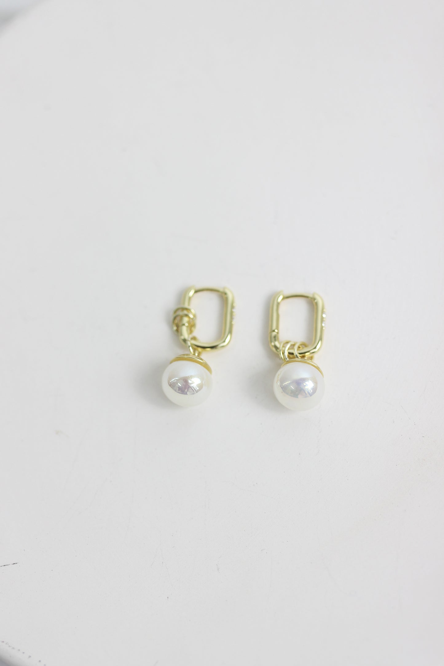 A2408LN87483 - Gold Pearl Drop Hoop Earrings