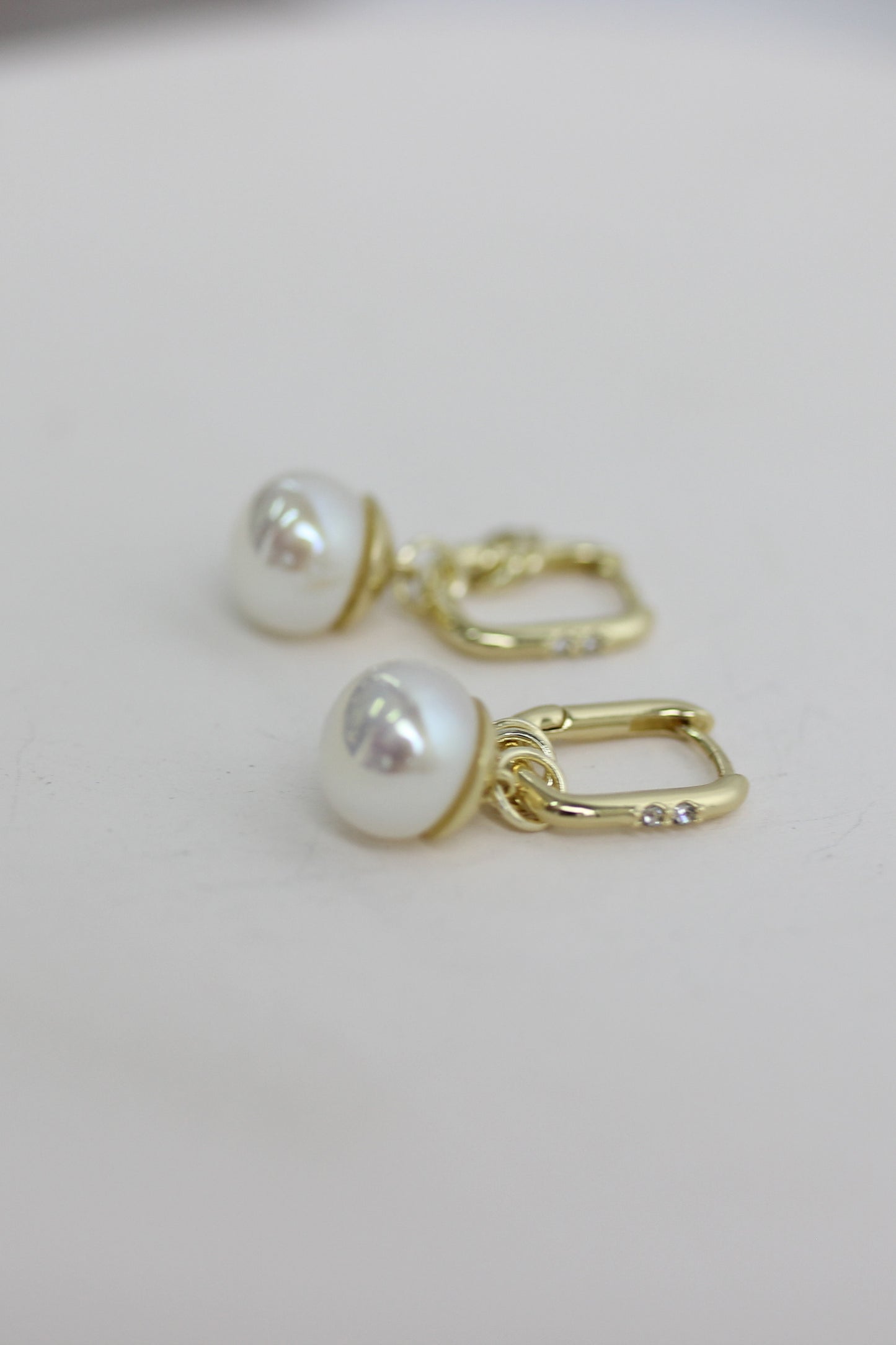 A2408LN87483 - Gold Pearl Drop Hoop Earrings