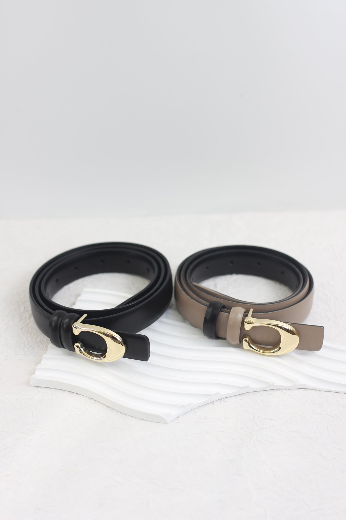A2410DJN51185 - Sleek Leather Belts with Gold-Tone Buckle
