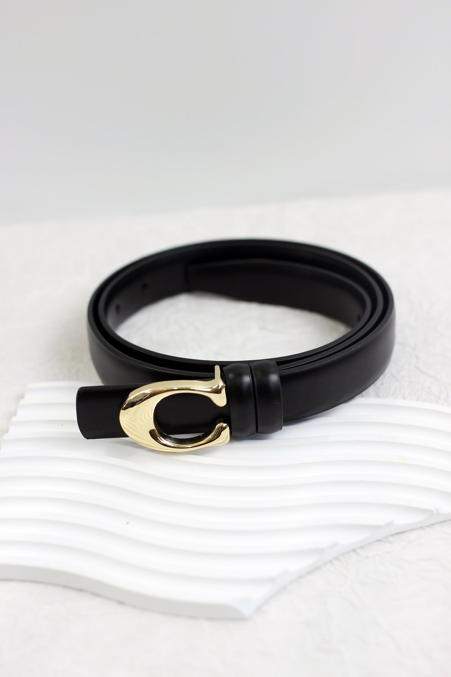 A2410DJN51185 - Sleek Leather Belts with Gold-Tone Buckle