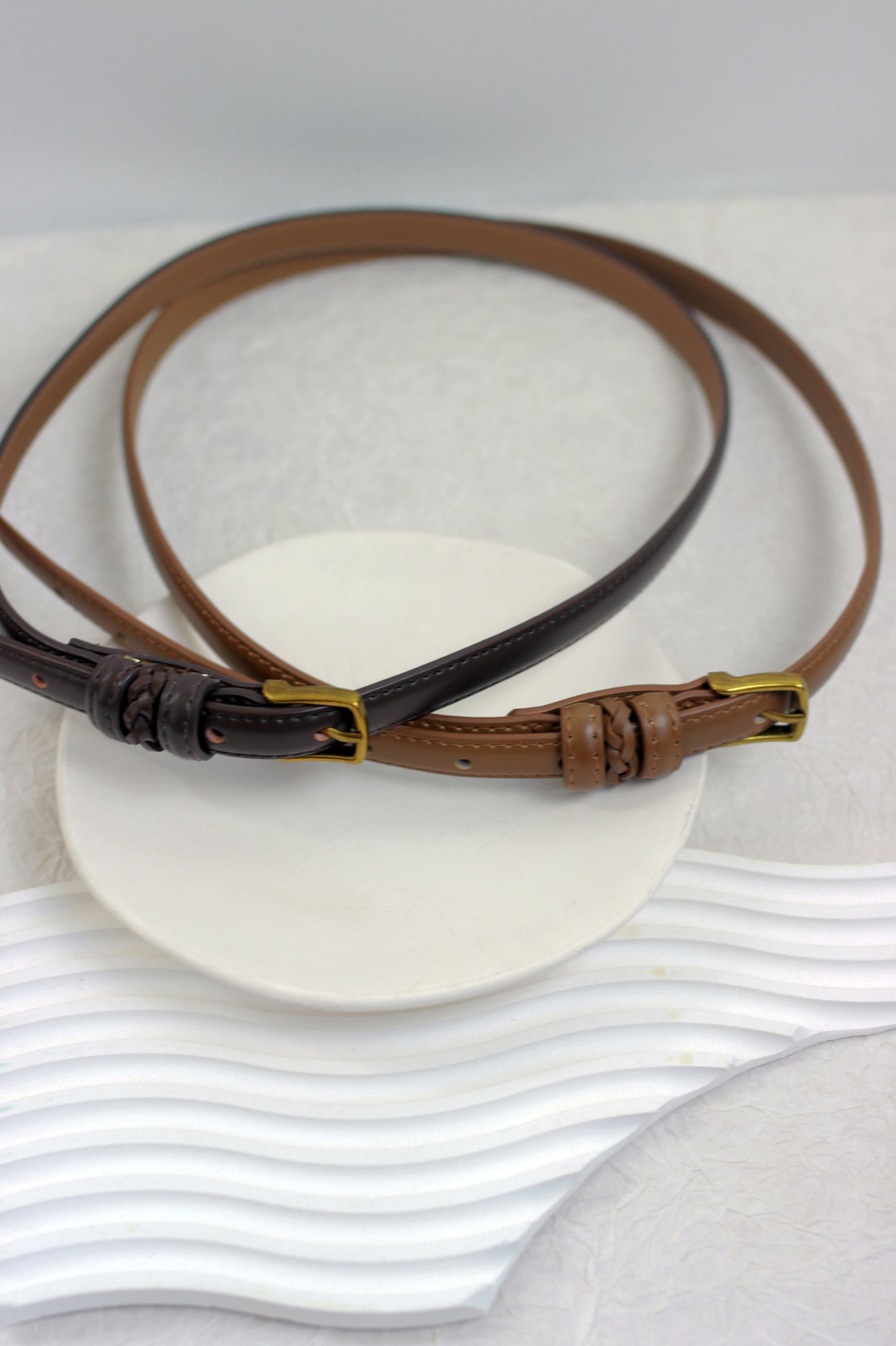 A2410DJN55722 - Braided Leather Belt with Brass Buckle
