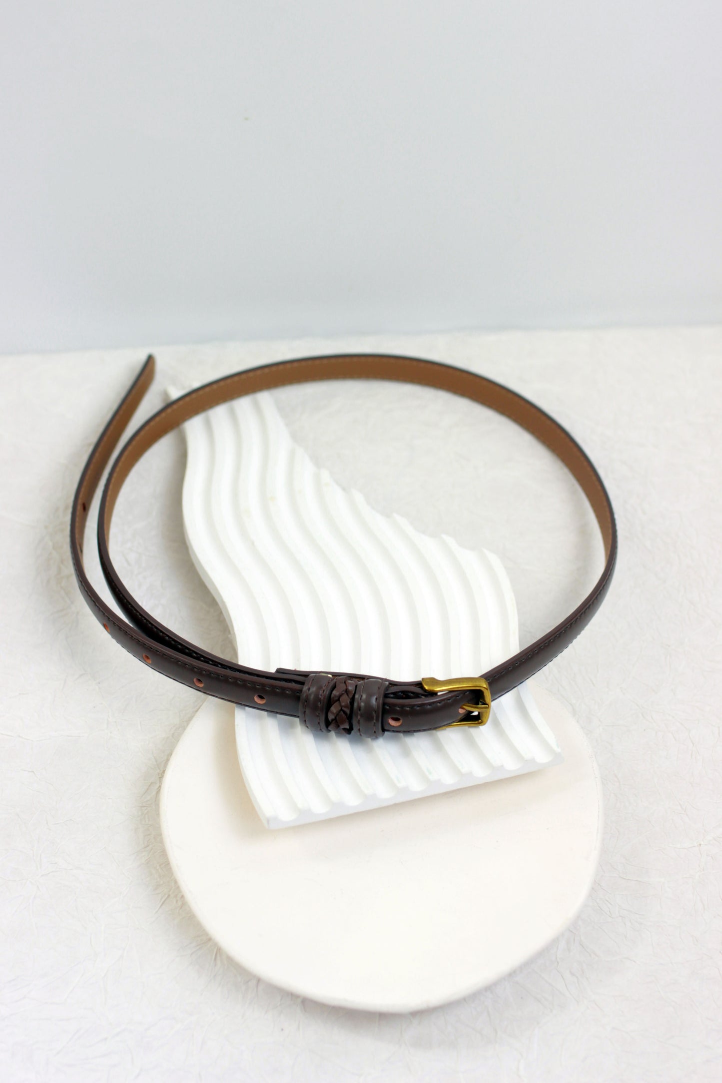 A2410DJN55722 - Braided Leather Belt with Brass Buckle