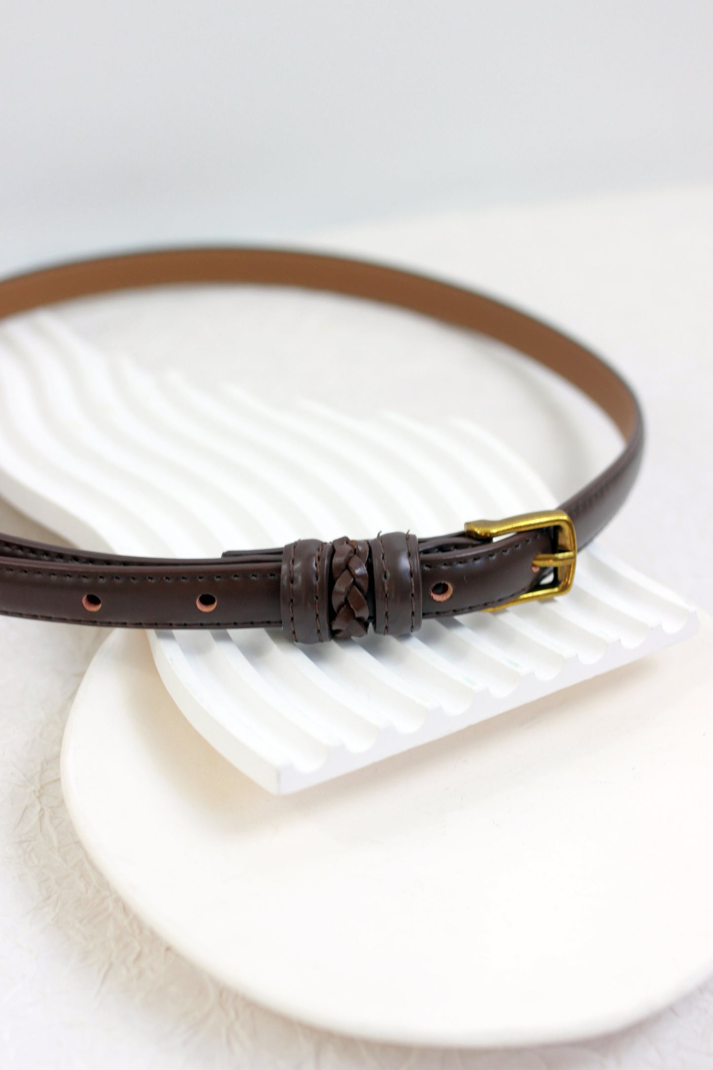 A2410DJN55722 - Braided Leather Belt with Brass Buckle