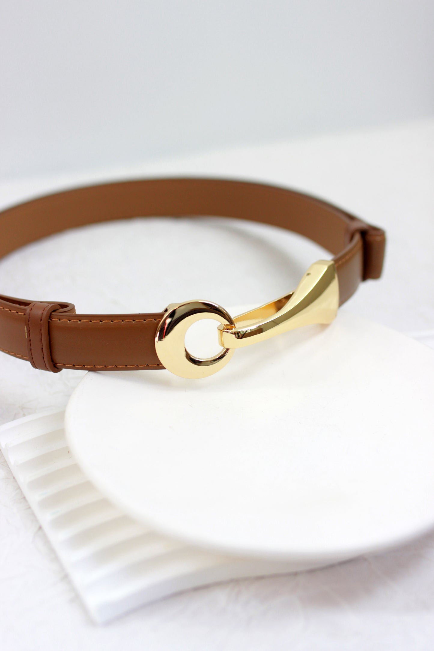 A2410DJN77988 - Classic Leather Belt with Gold Buckle