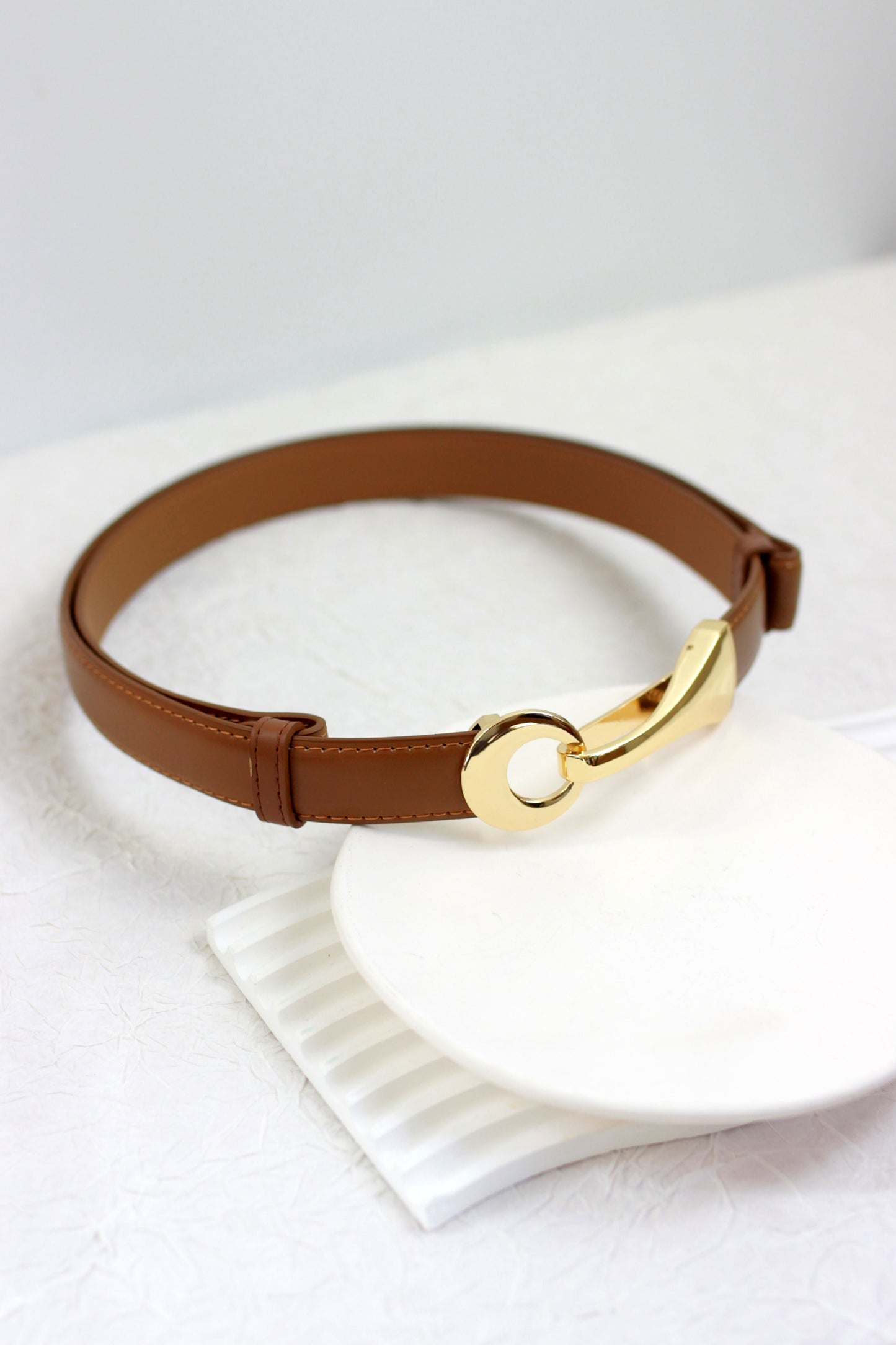 A2410DJN77988 - Classic Leather Belt with Gold Buckle