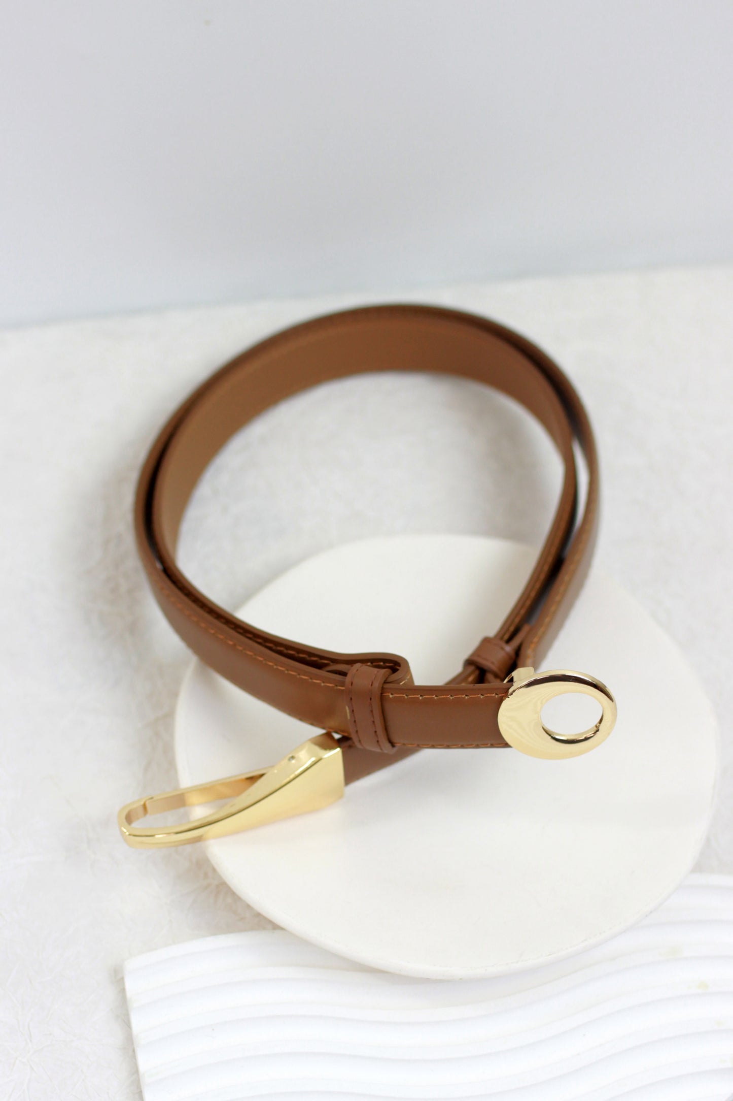 A2410DJN77988 - Classic Leather Belt with Gold Buckle