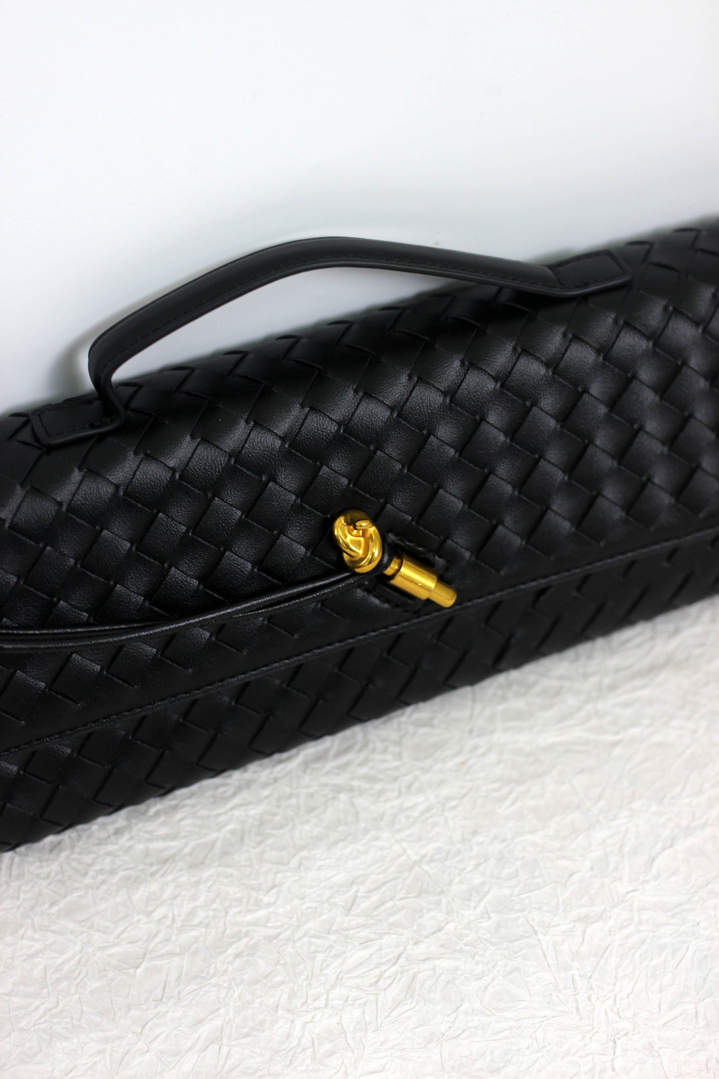 A2411CX44097 - Woven PU Leather Clutch Bag with Adjustable Strap