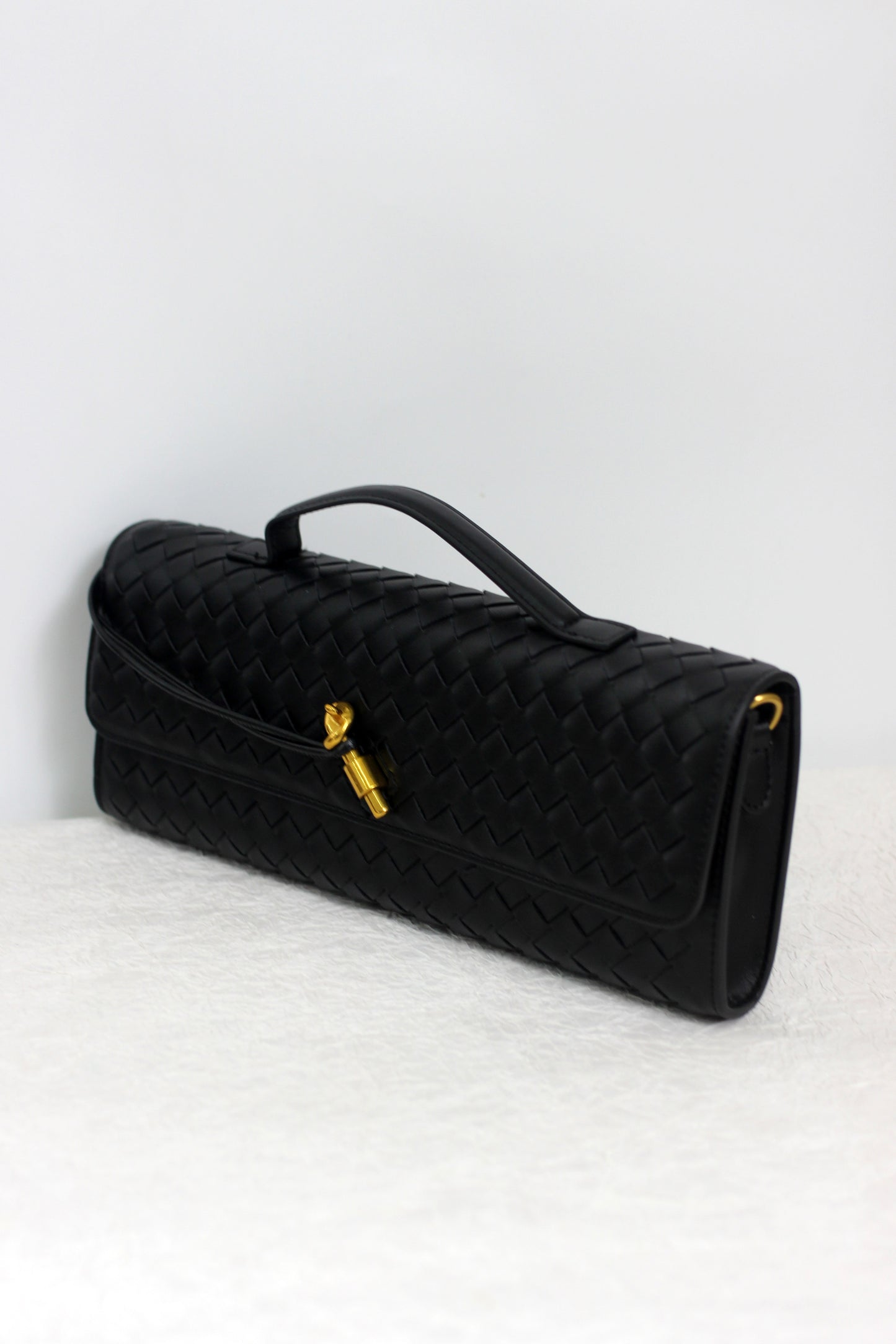 A2411CX44097 - Woven PU Leather Clutch Bag with Adjustable Strap