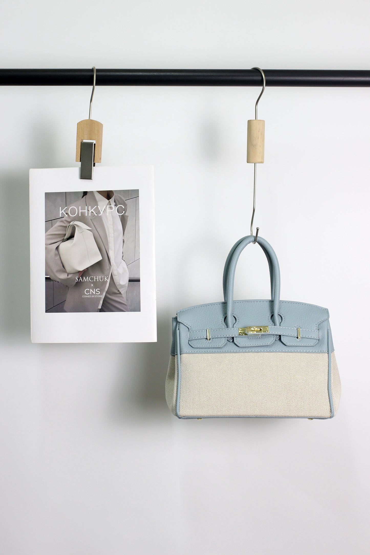 A2411YF13395 -Classic Canvas and PU Leather Tote Bag