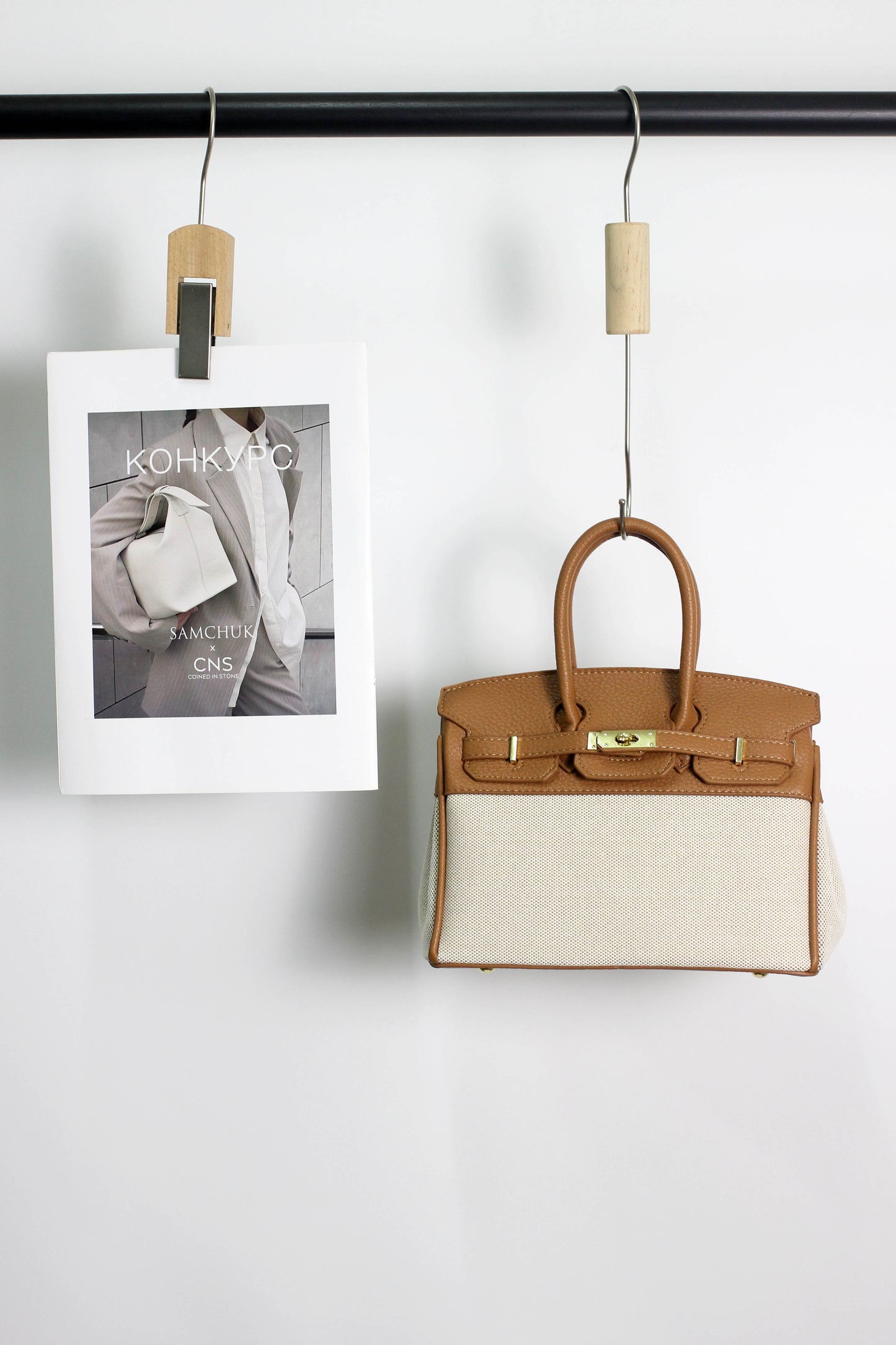 A2411YF13395 -Classic Canvas and PU Leather Tote Bag
