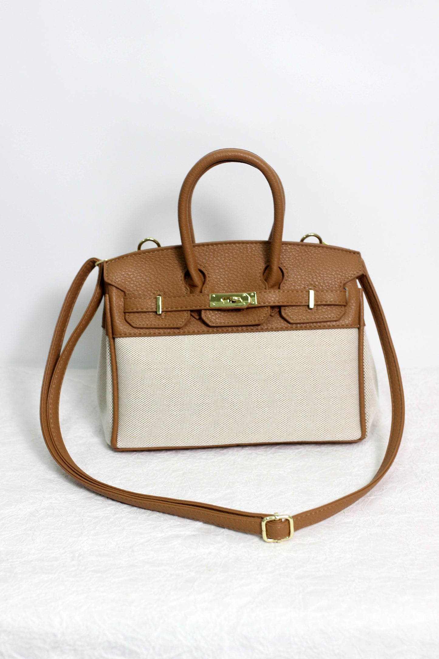 A2411YF13395 -Classic Canvas and PU Leather Tote Bag