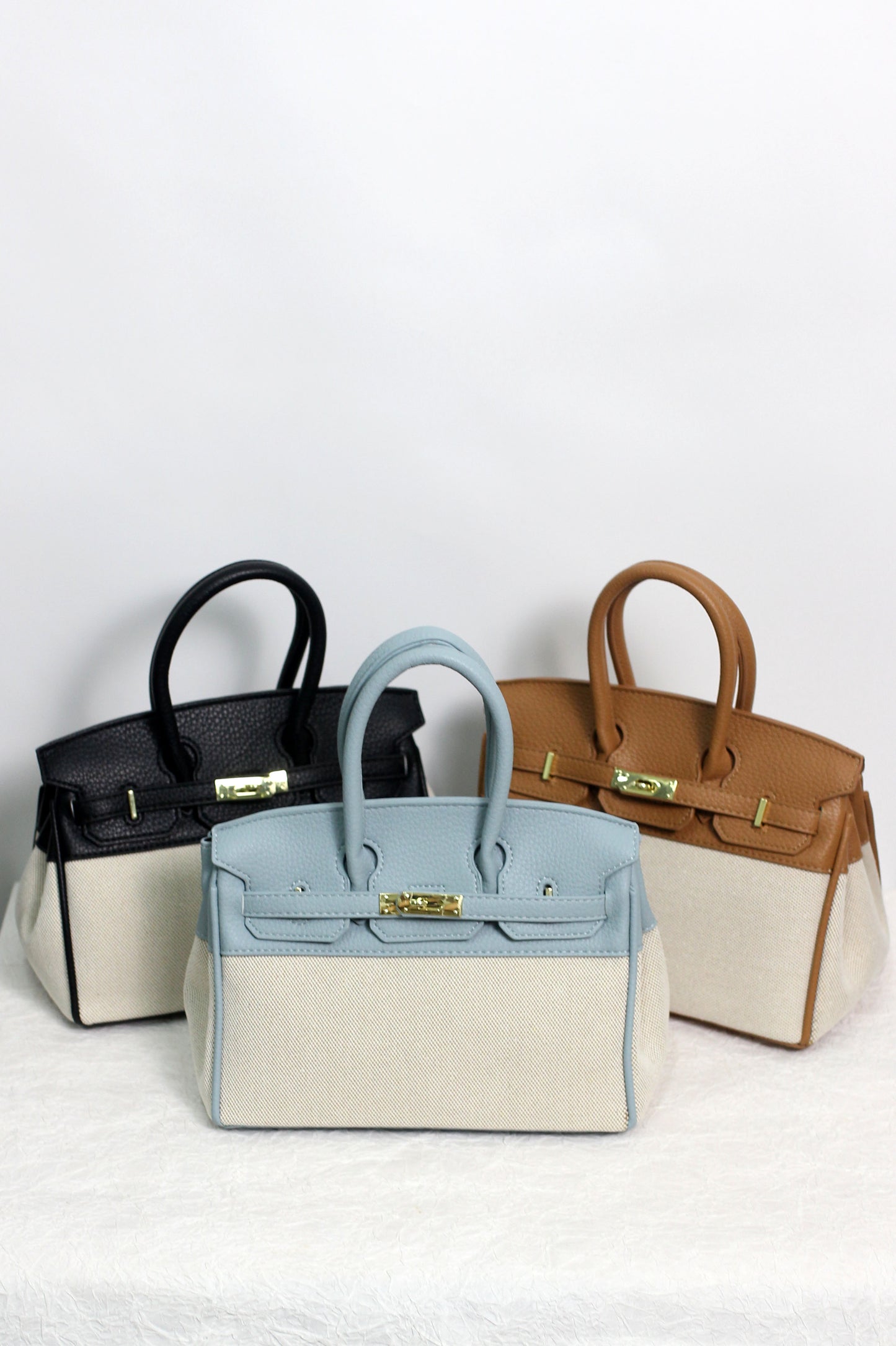 A2411YF13395 -Classic Canvas and PU Leather Tote Bag