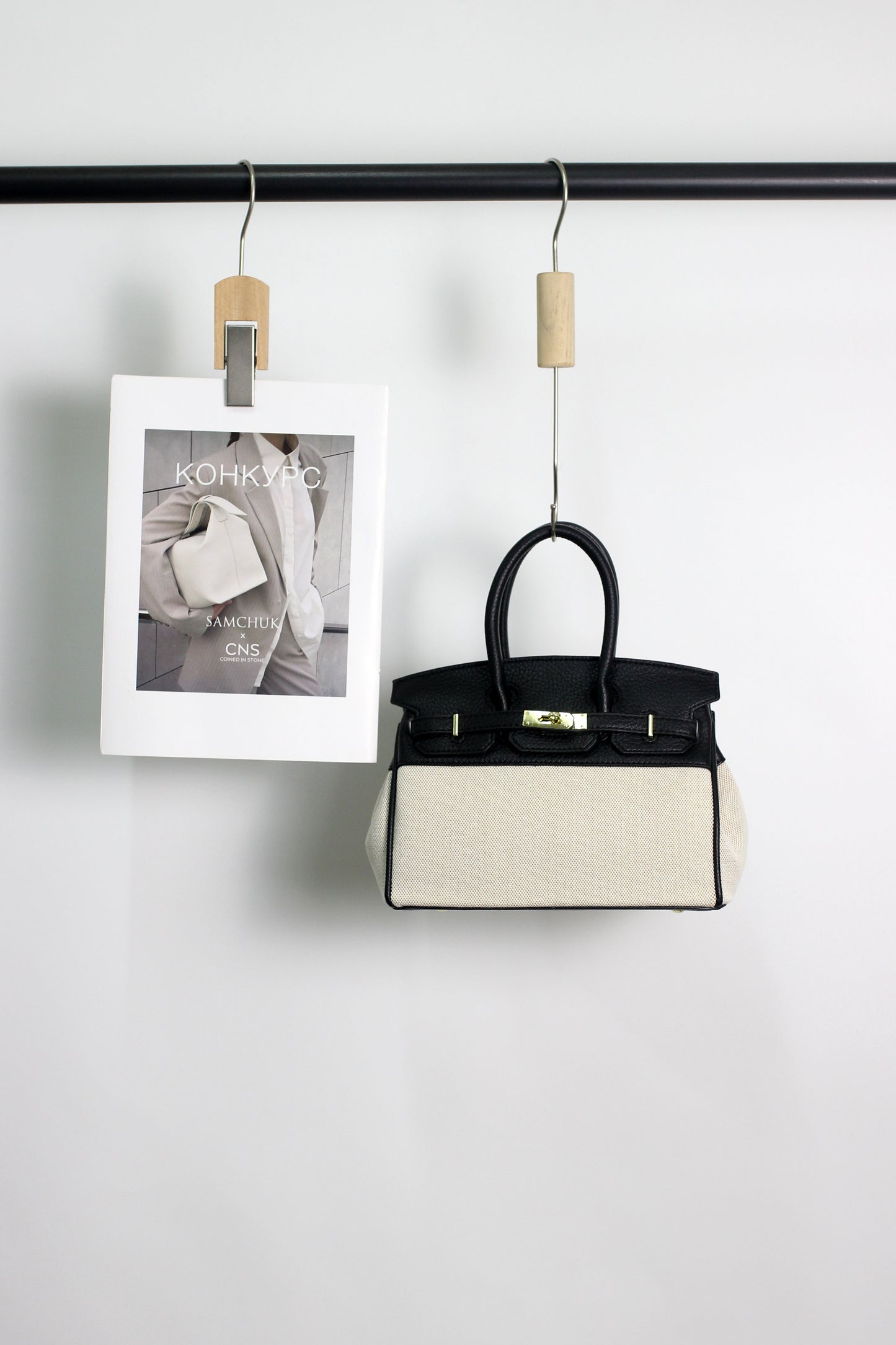 A2411YF13395 -Classic Canvas and PU Leather Tote Bag