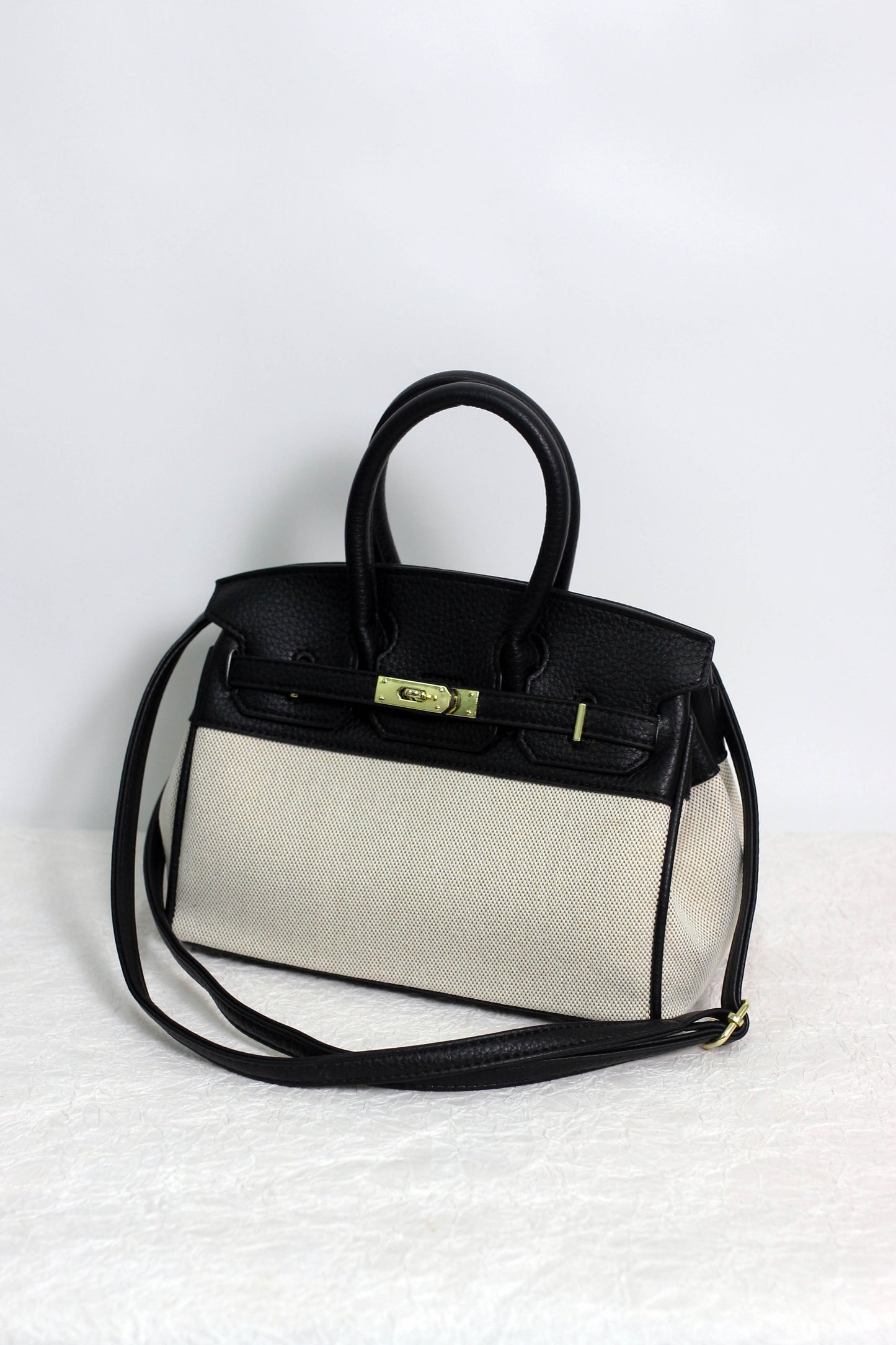 A2411YF13395 -Classic Canvas and PU Leather Tote Bag