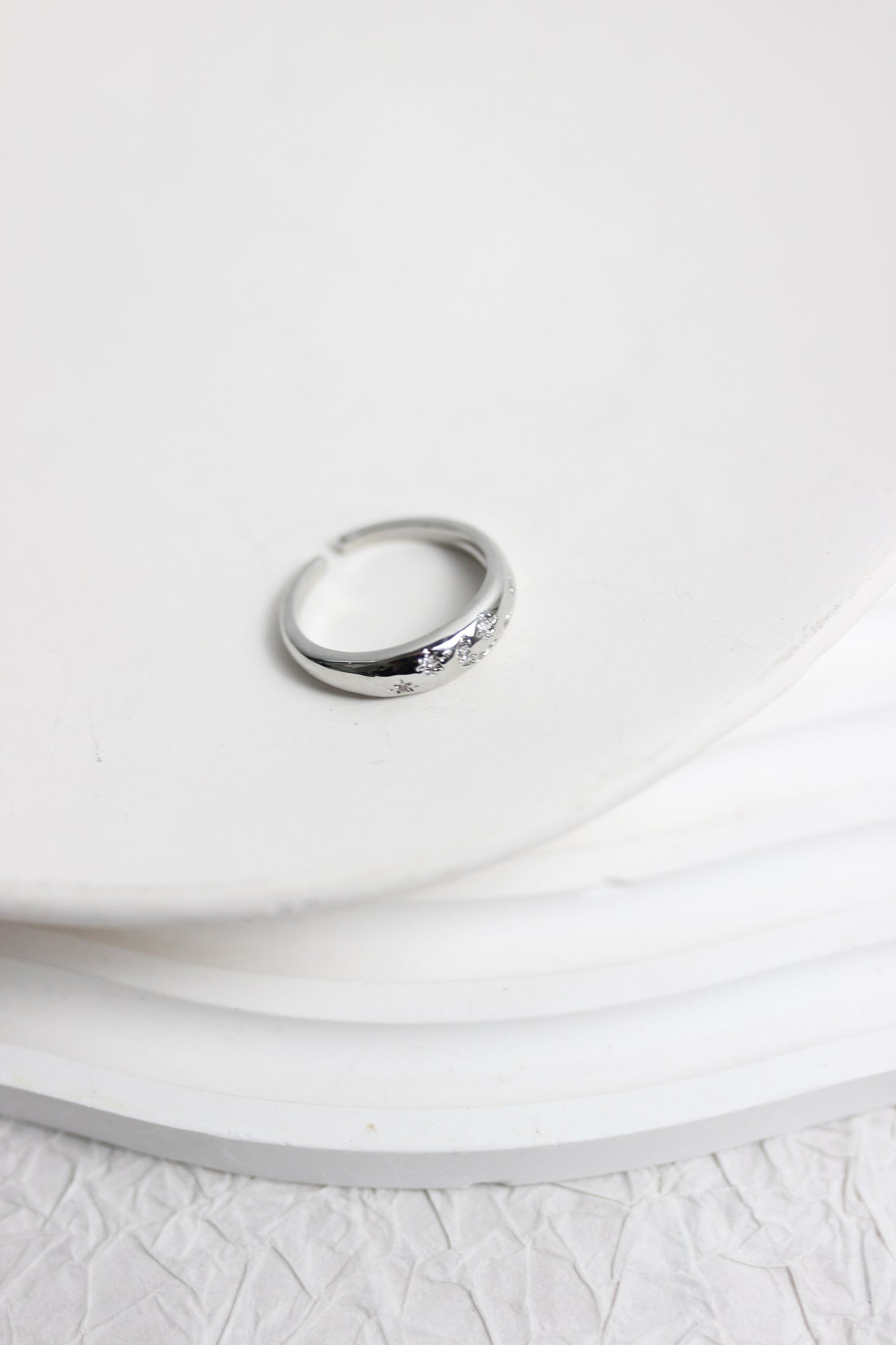 A2502YQ27363 - Silver Floral Adjustable Ring Set