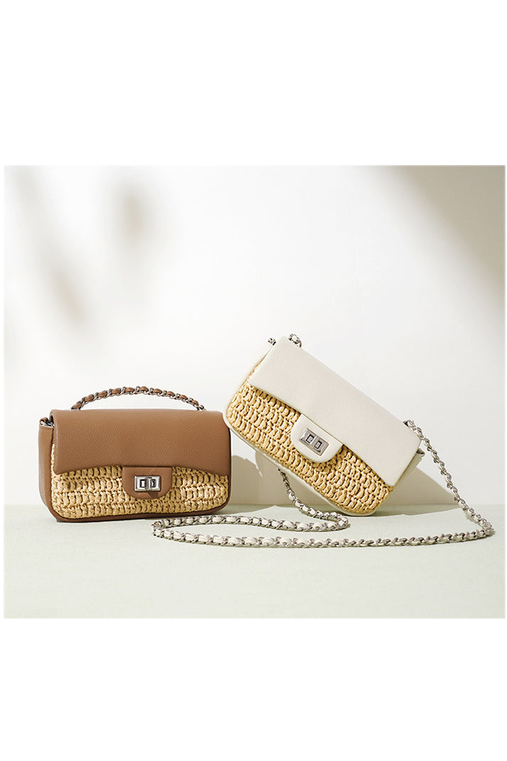A2503XL25235 - Luxury Woven Leather & Straw Crossbody Bag