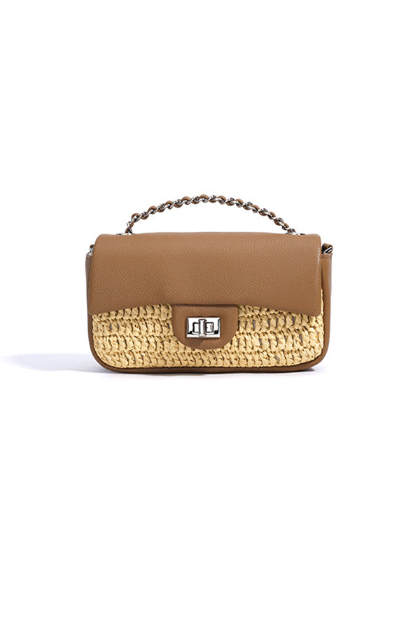 A2503XL25235 - Luxury Woven Leather & Straw Crossbody Bag