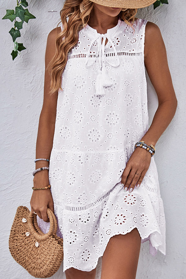 D2403BFZY91134 - ESCAPING SHADOWS WHITE LACE MINI DRESS