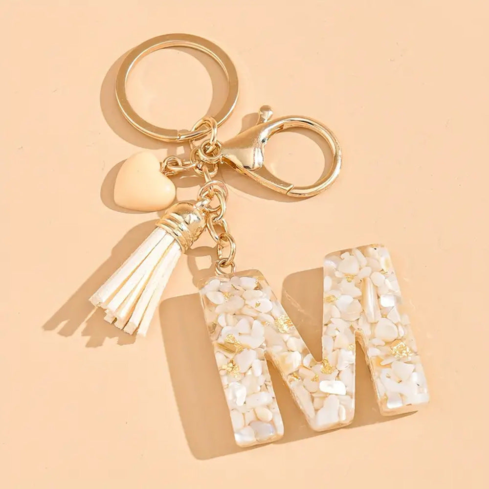 A2507HY24437 - Resin Letter Keychain with Tassel ¨C Personalized Monogram Charm