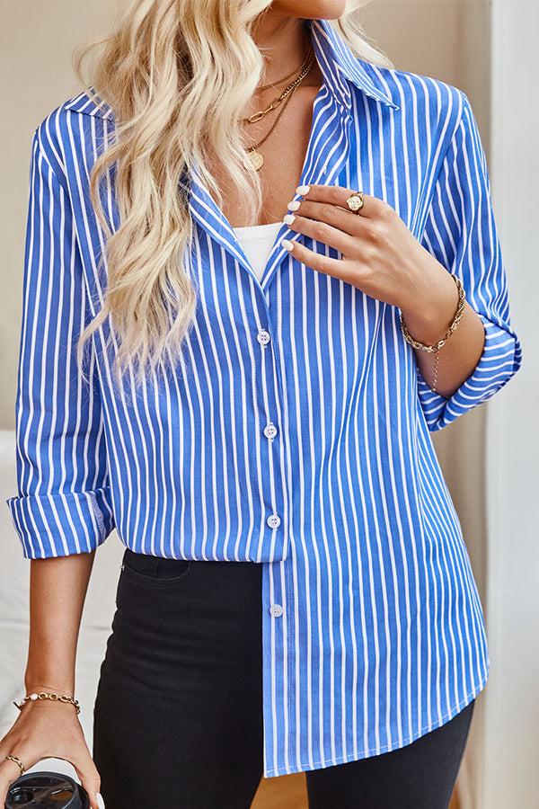 T2406ASJP53055 - CLASSIC STRIPE LONG SLEEVE BLOUSE