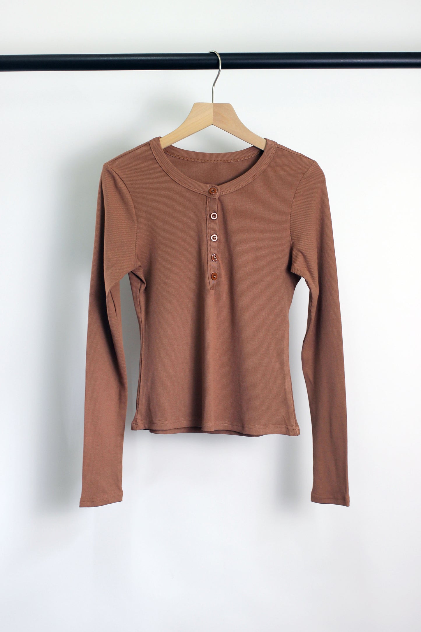 T2408ASJP64562 - Buttoned Long Sleeve Henley Top