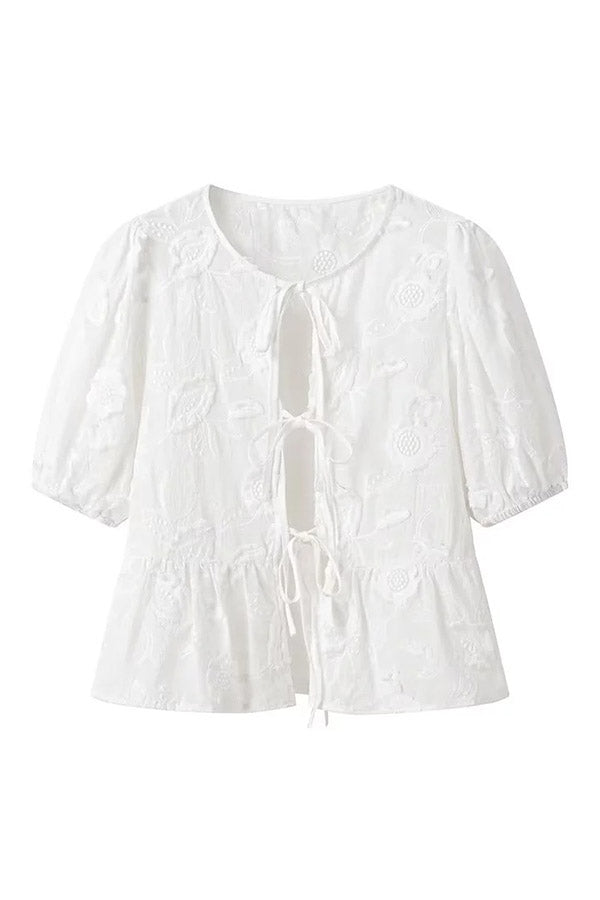T2411BOB94651 - Embroidered Floral Lace Blouse