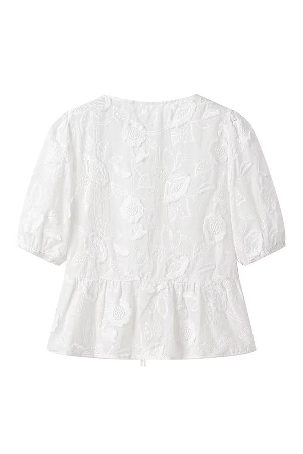 T2411BOB94651 - Embroidered Floral Lace Blouse