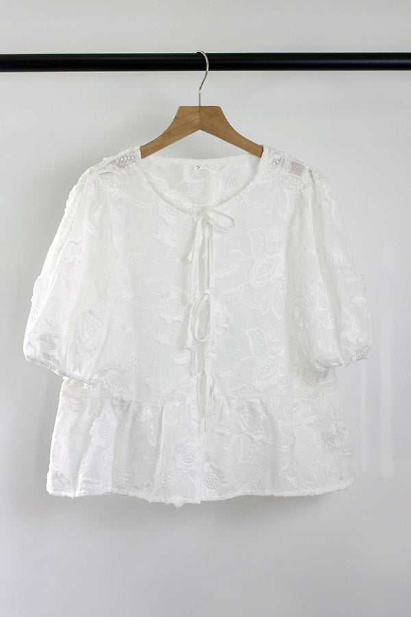T2411BOB94651 - Embroidered Floral Lace Blouse