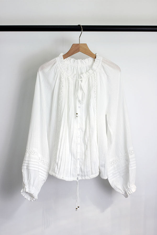 T2502ZNY36972 - Bohemian White Lace Blouse