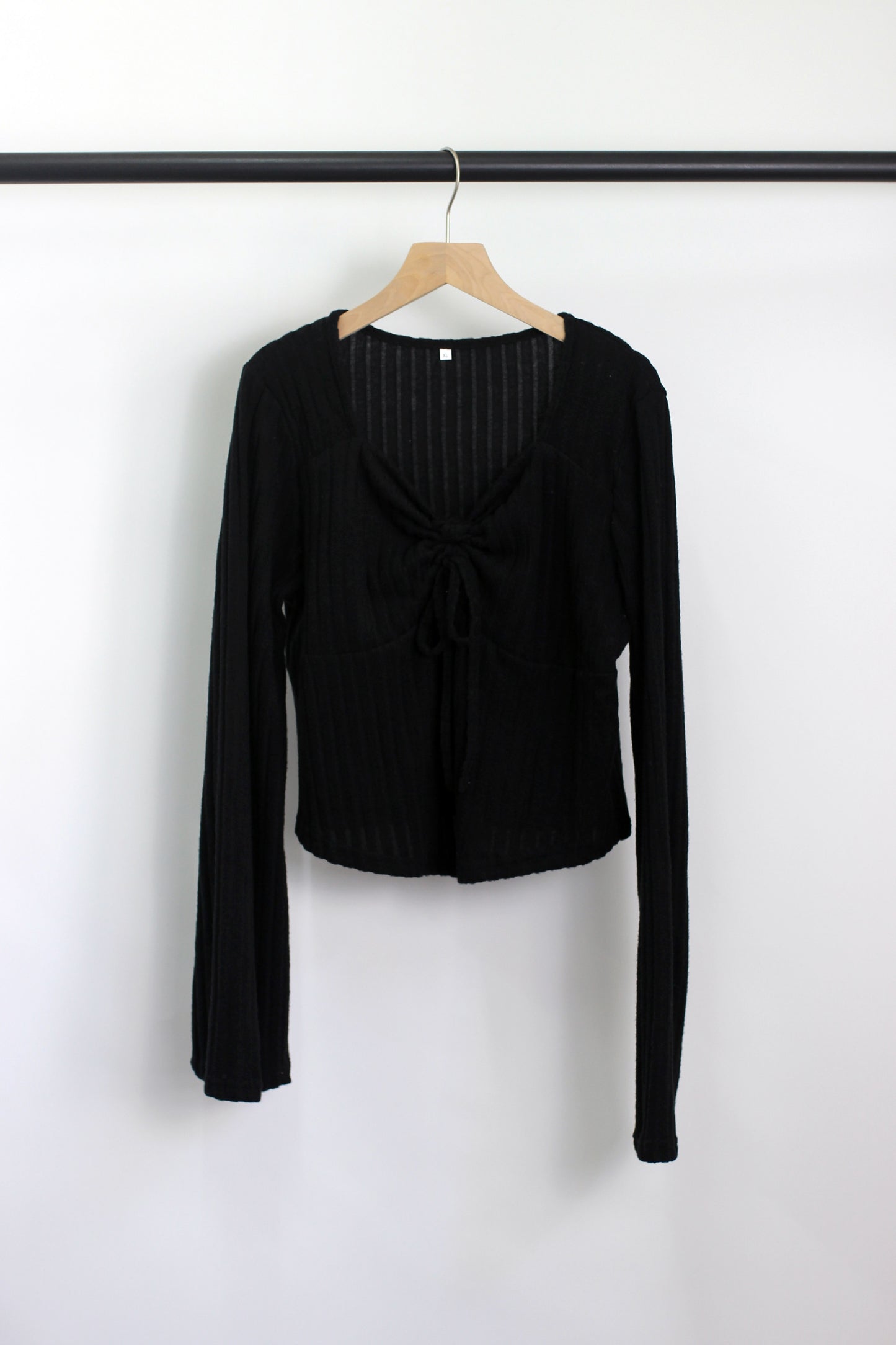 W2408DUY94411 - Classic Tie-Front Ribbed Sweater