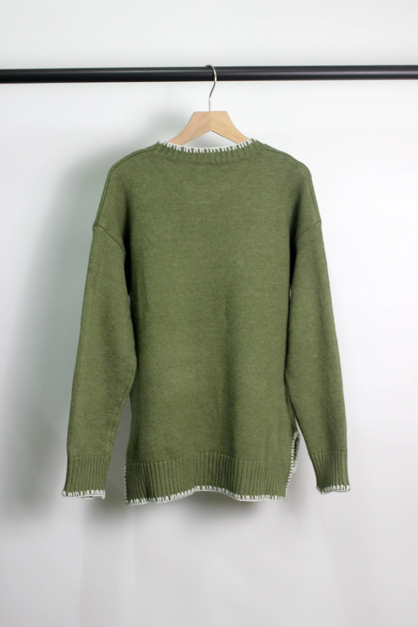 W2410BFZY99426 - Textured Crew Neck Sweater