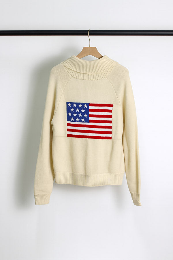 W2506MY13589 - Women¡¯s Knit Cardigan with Flag Back Design