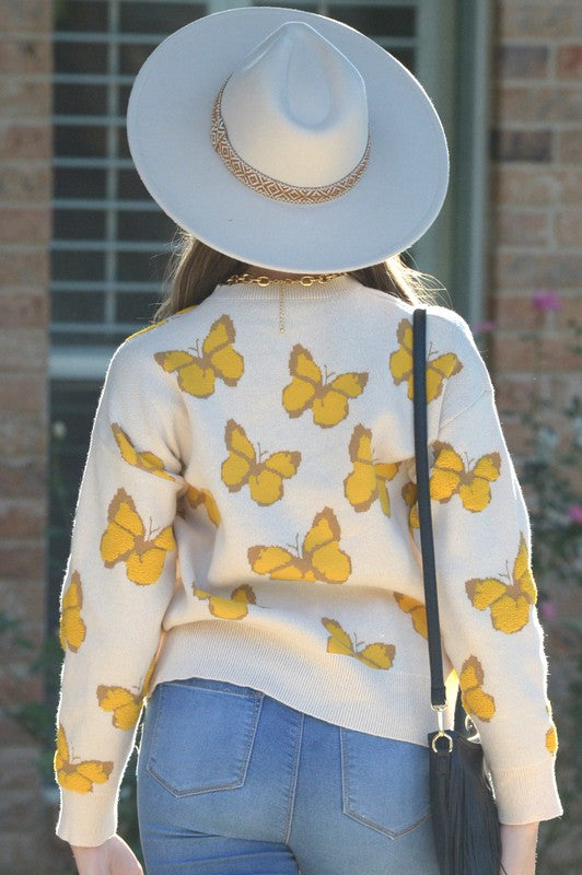 W2209MY32445-Elegant Butterfly Pullover Sweater