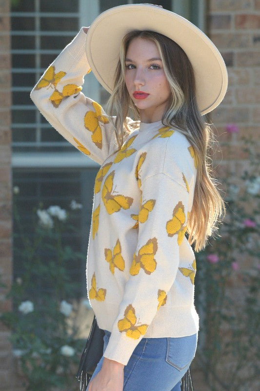 W2209MY32445-Elegant Butterfly Pullover Sweater
