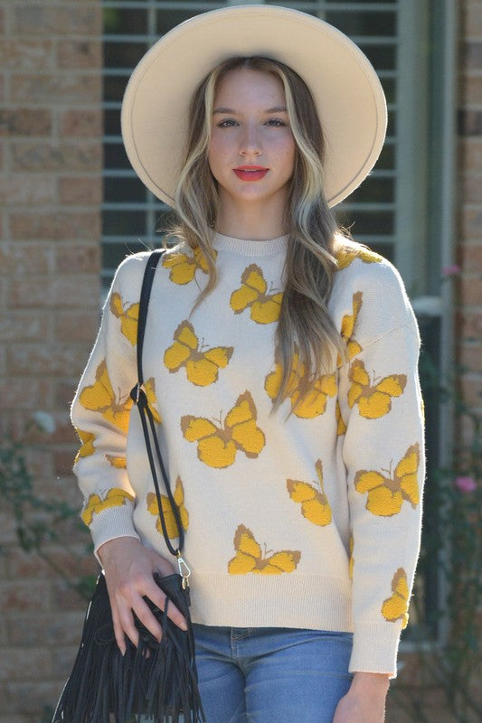 W2209MY32445-Elegant Butterfly Pullover Sweater