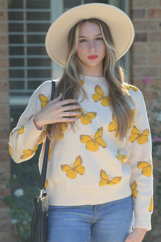 W2209MY32445-Elegant Butterfly Pullover Sweater