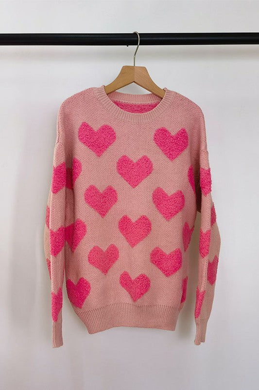 SOFT JACQUARD HEART SWEATER-W2311JYYS93544