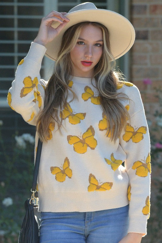 W2209MY32445-Elegant Butterfly Pullover Sweater