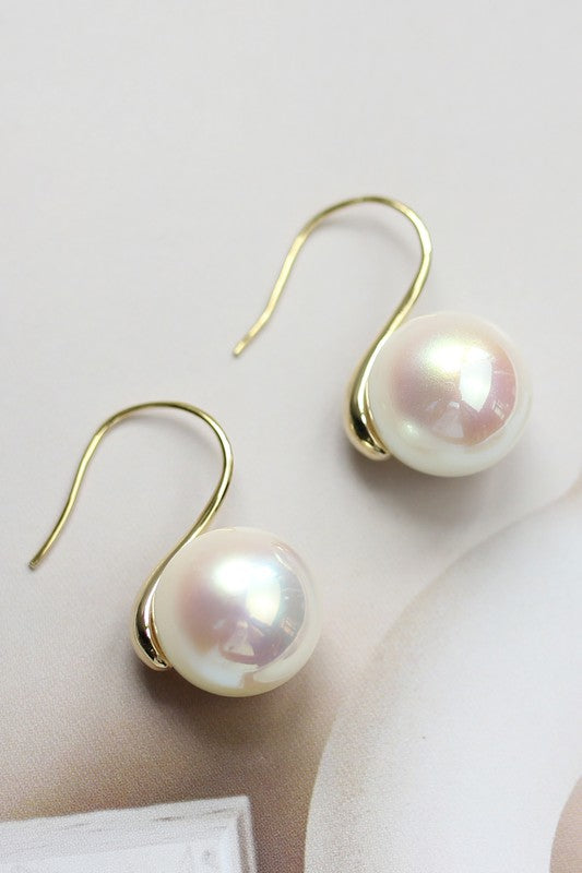 A2308HANF83212-Simple and Elegant Pearl Earrings