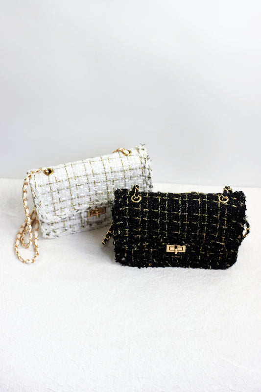 2411LJYMS40412 - Chic Tweed Chain Crossbody Bags