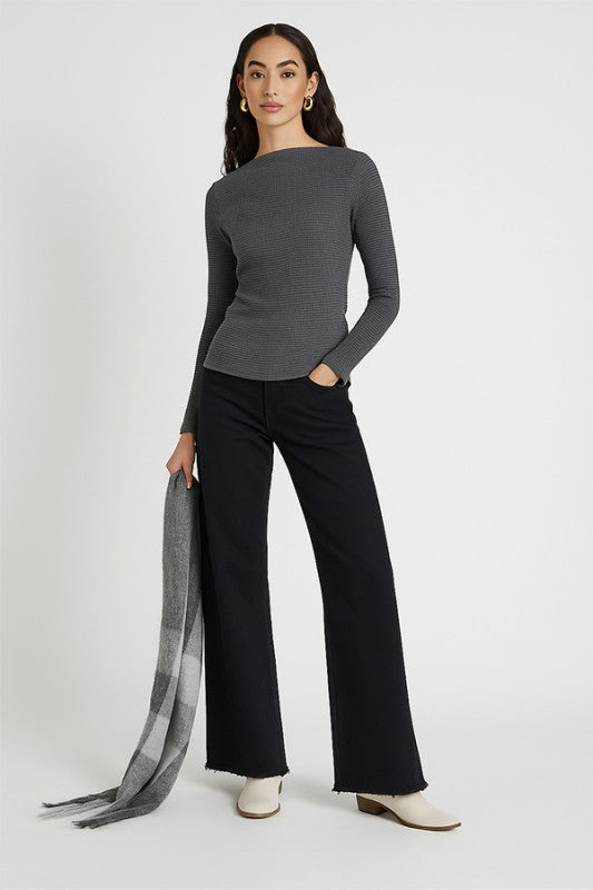 P2509YOY70625-High Rise Wide-Leg Jeans with Raw Hem