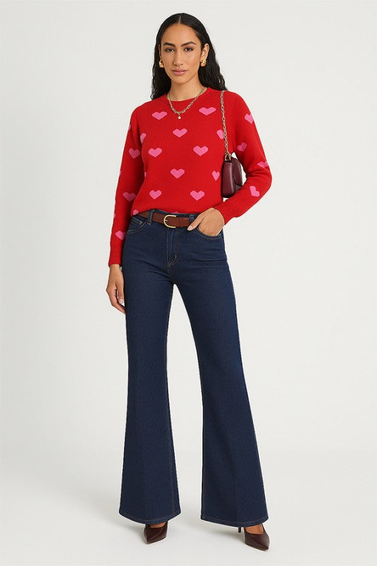 W2511JYYS94322-Cute Valentine Heart Pattern Knit Pullover