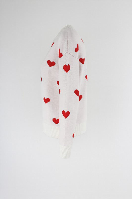 W2511JYYS94322-Cute Valentine Heart Pattern Knit Pullover
